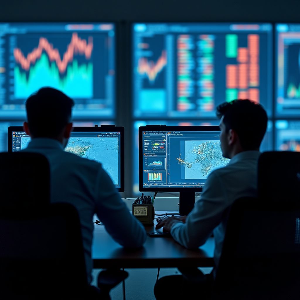 Equipo de análisis trabajando